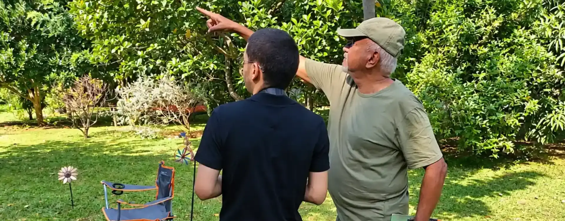 Visitors enjoying a guided bird watching walk